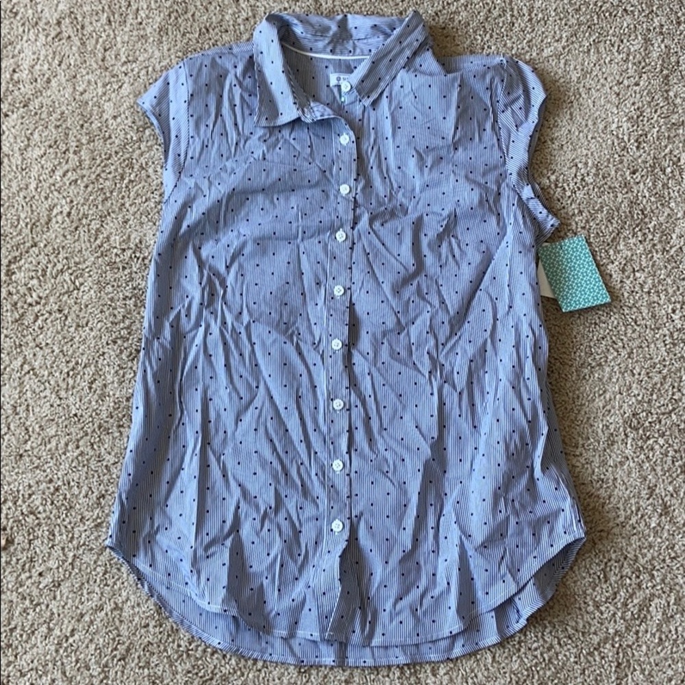 NWT Polka Dot Button Down Blouse